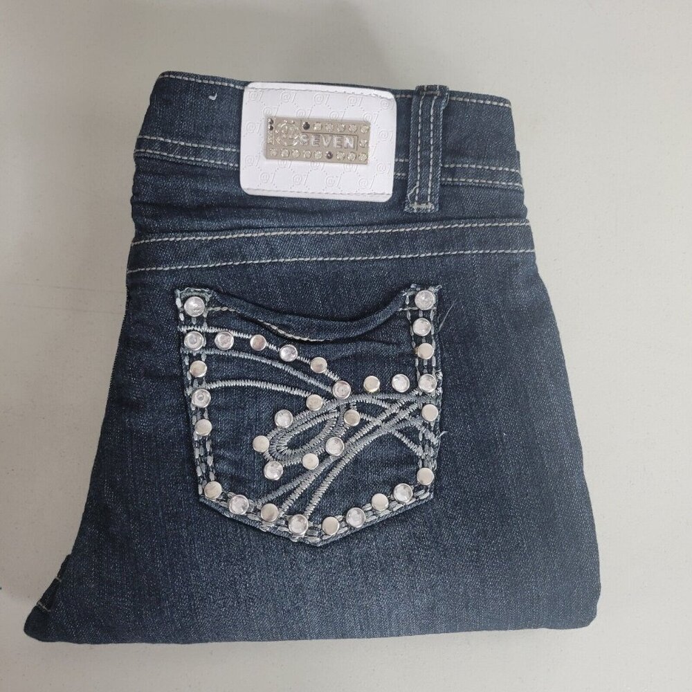 At Seven Jeans Juniors Size 7 Straight Leg Distressed With Decoration on Pockets